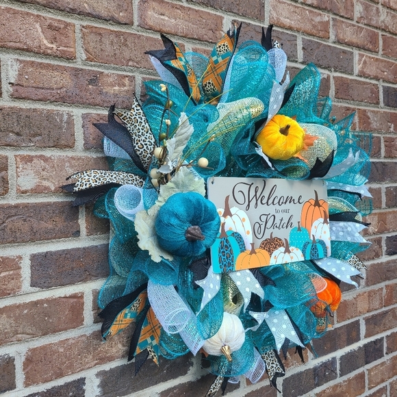 Pumpkin Fall Autumn Harvest Wreath, Gorgeous Fall Decor -24" diameter - Picture 3 of 7